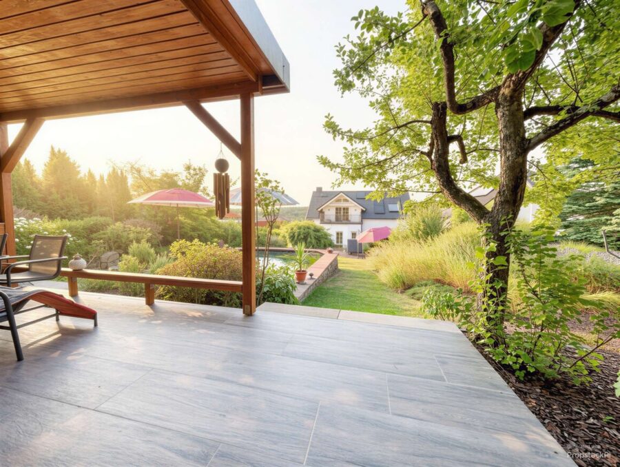 Blick Gartenhaus