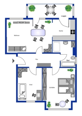 RESERVIERT – 3-Zimmer Eigentumswohnung in Hanau-Rosenau - Exposéplan (5351)